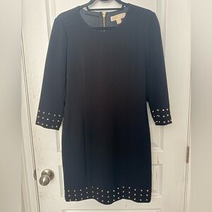 Michael Kors Gold Studded Crepe Shift Dress